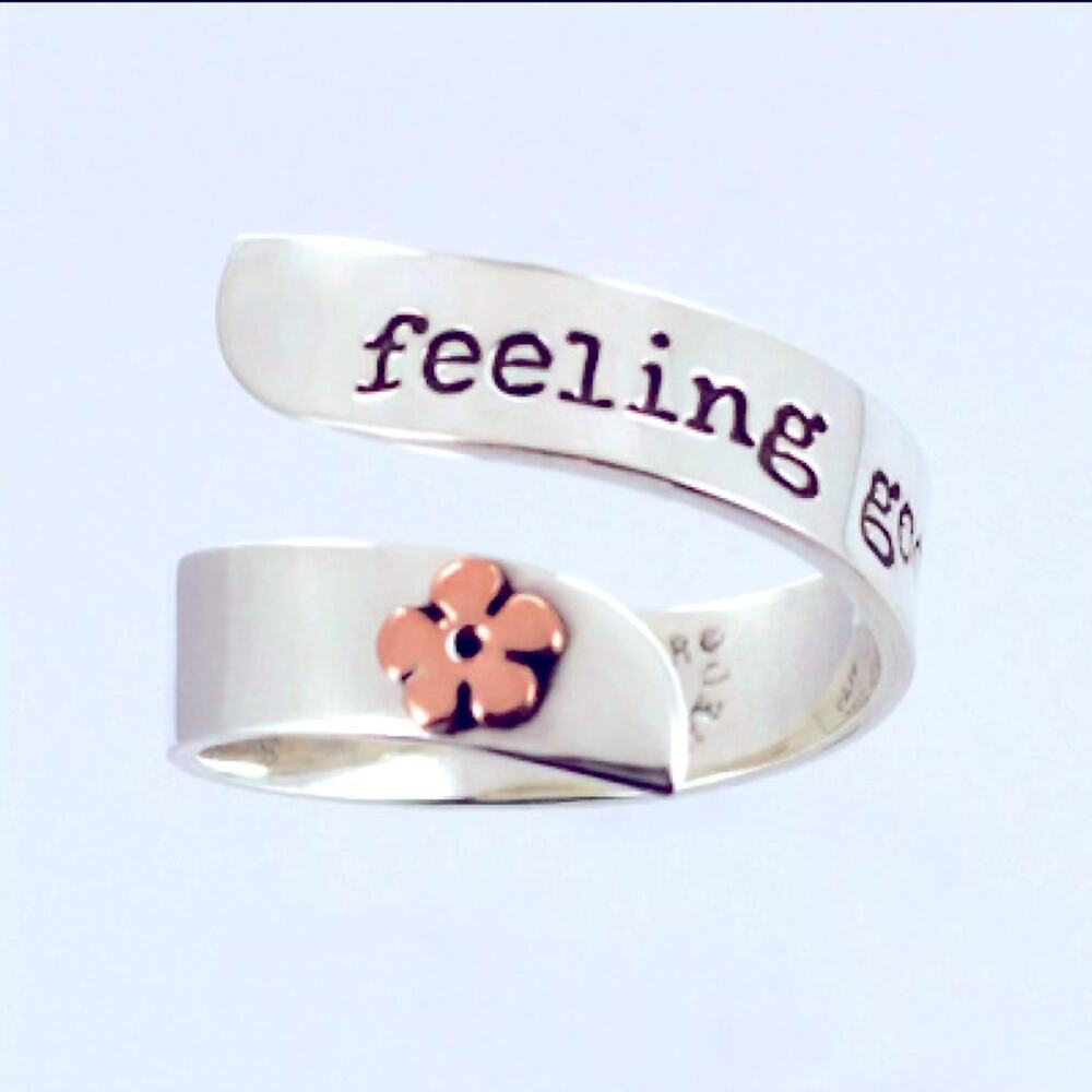 Far Fetched Adjustable Feeling Good Ring with Daisy 925 Sterling Silver